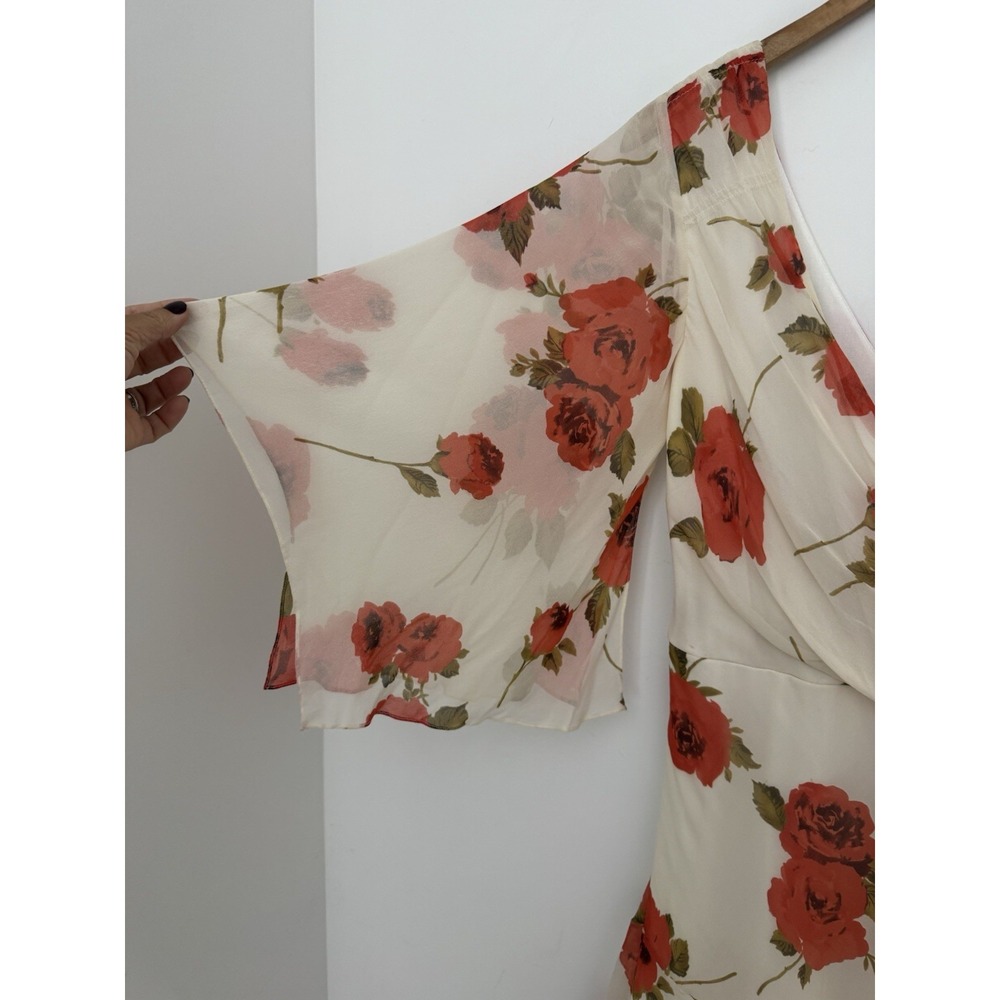 STUNNING Vtg Y2K Sue Wong Ivory Floral Silk Fairy Medi Dress 12 P - Picture 4 of 7